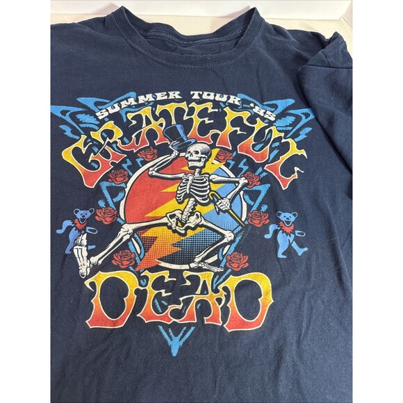 Liquid Blue Grateful Dead Summer Tour 85 T Shirt L Vintage Band Tee Skeleton - Picture 2 of 4